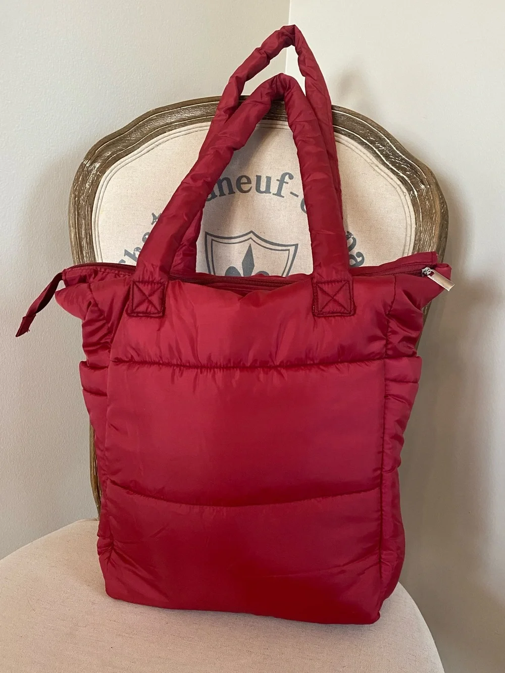 NWOT Roberto Coin Red Quilted Puffer Tote